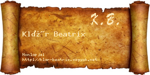 Klár Beatrix névjegykártya